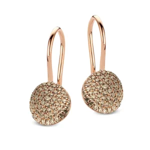 Outlet Waves oorhangers met champagne diamant - 23O78Rbrdia Diamanten En Parels | Oorsieraden