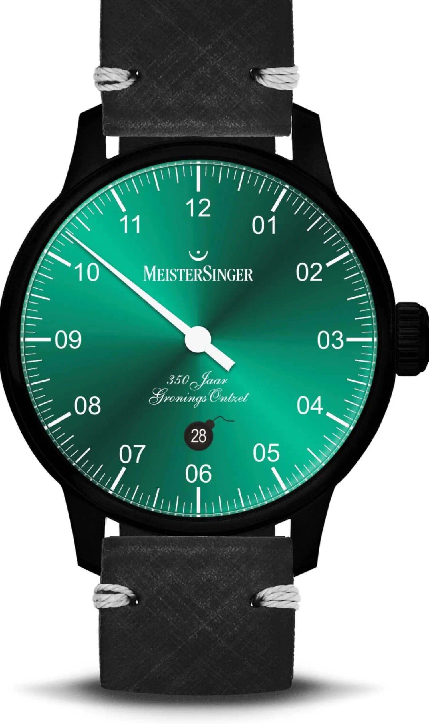 meistersinger_groningens__0-1.webp Outlet Groningens Ontzet Limited Edition Zwart DLC Swiss Made Horloges