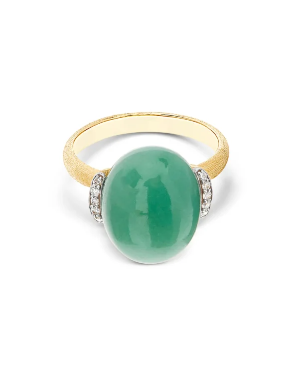 Fashion Amuleti ring groene aventurijn AS1-603 Kleuren En Edelstenen | Goud Geel