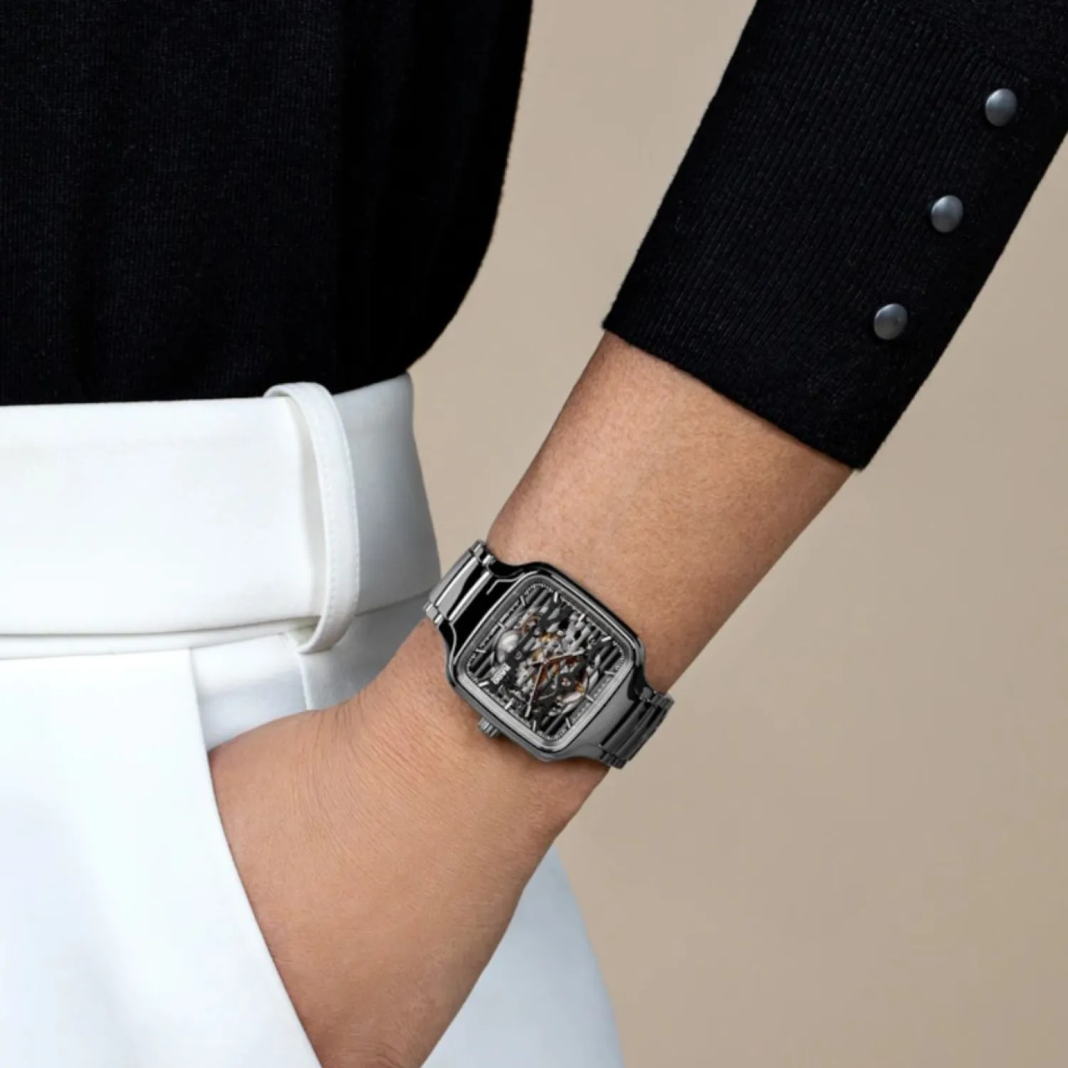 rado_true_square_automati_3.webp Online True Square Automatic Open Heart R27125152 DAMES Dames Horloges | Swiss Made Horloges