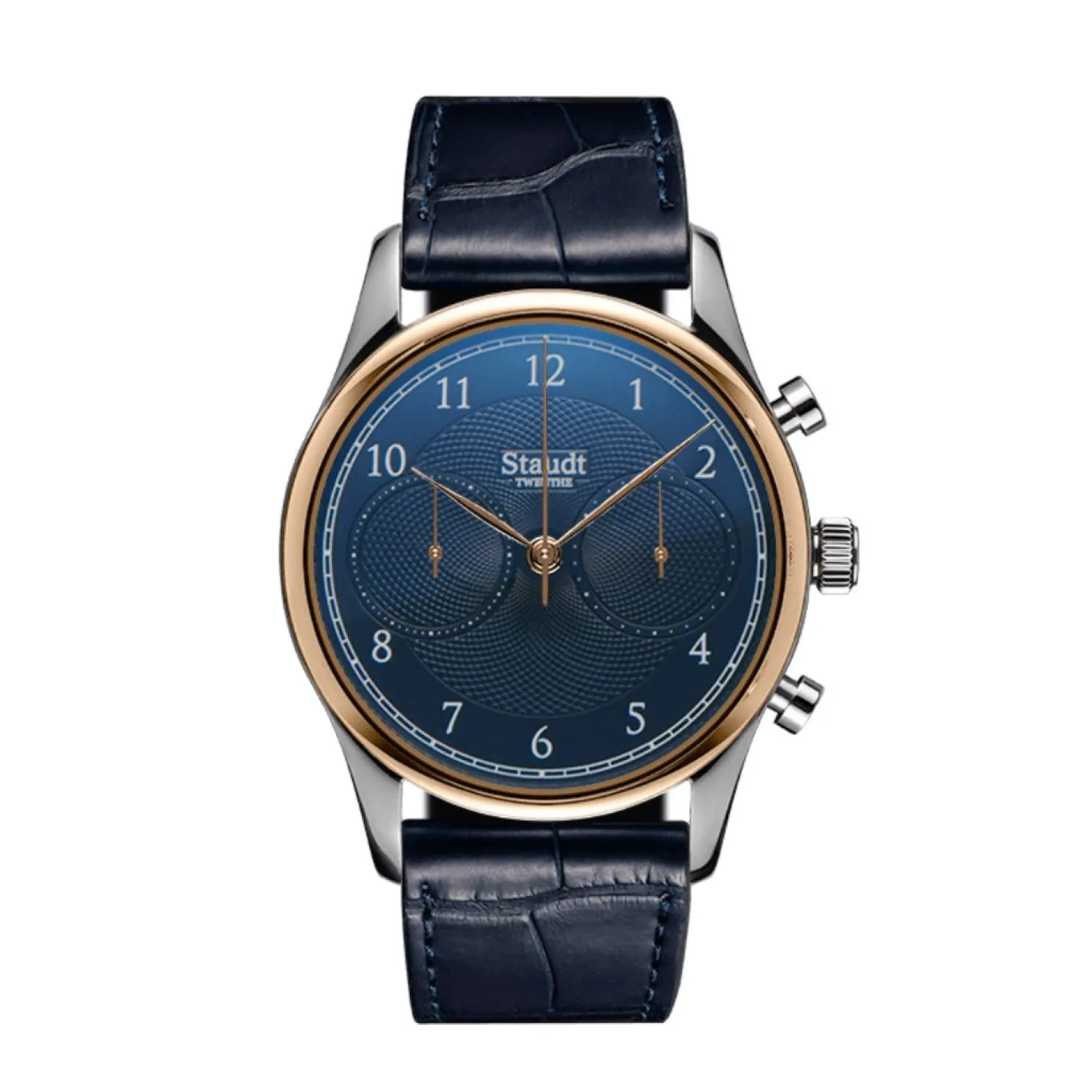 staudt_chronograaf_rosgou_0.webp Sale Staudt Chronograaf Roségouden Lunette Guilloche Wijzerplaat P46.063-A02 Heren Heren Horloges | Chronograaf Horloges